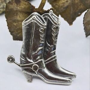 "5/$40" Silverplate Cowgirl Boots W/Spurs Western Button Covet